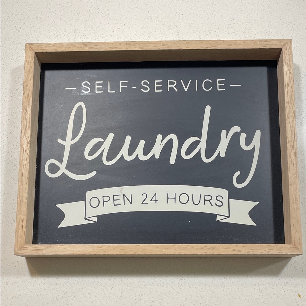 Black and White Self-Service Laundry Wall Sign